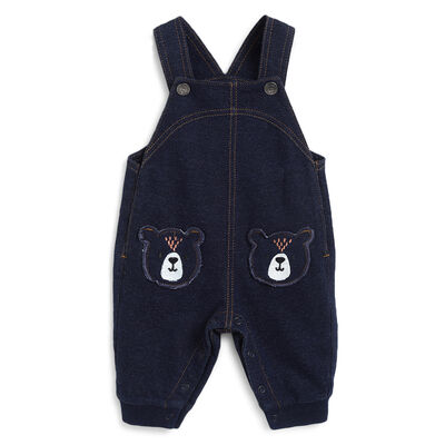 Boys Dark Blue Printed Long Dungaree